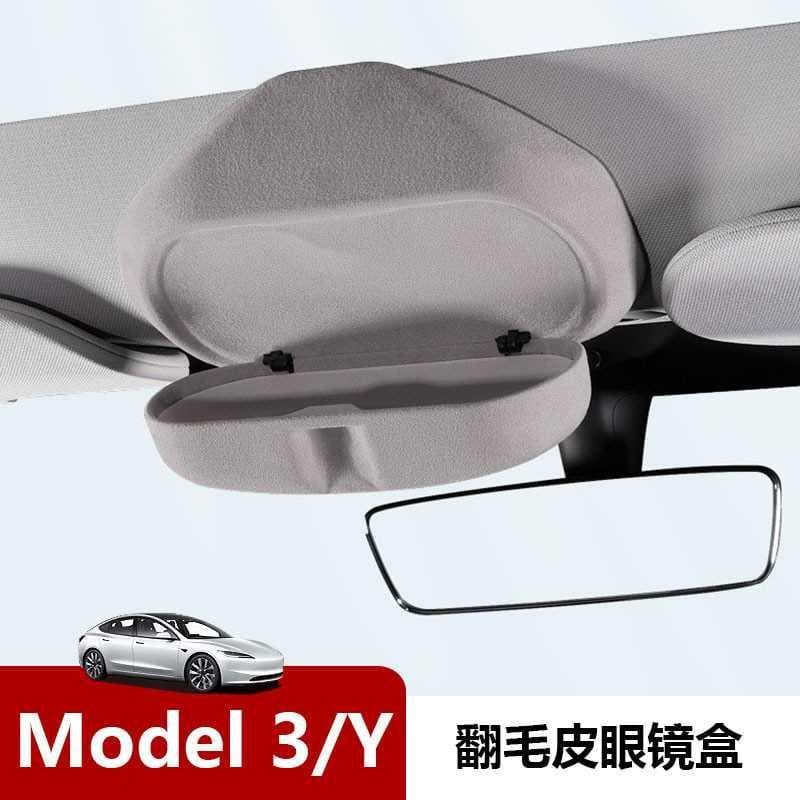 Adequado para 23 Tesla rejuvenescedor nova versão modelo 3 y caso de óculos de carro Edamame y camurça óculos caixa de a