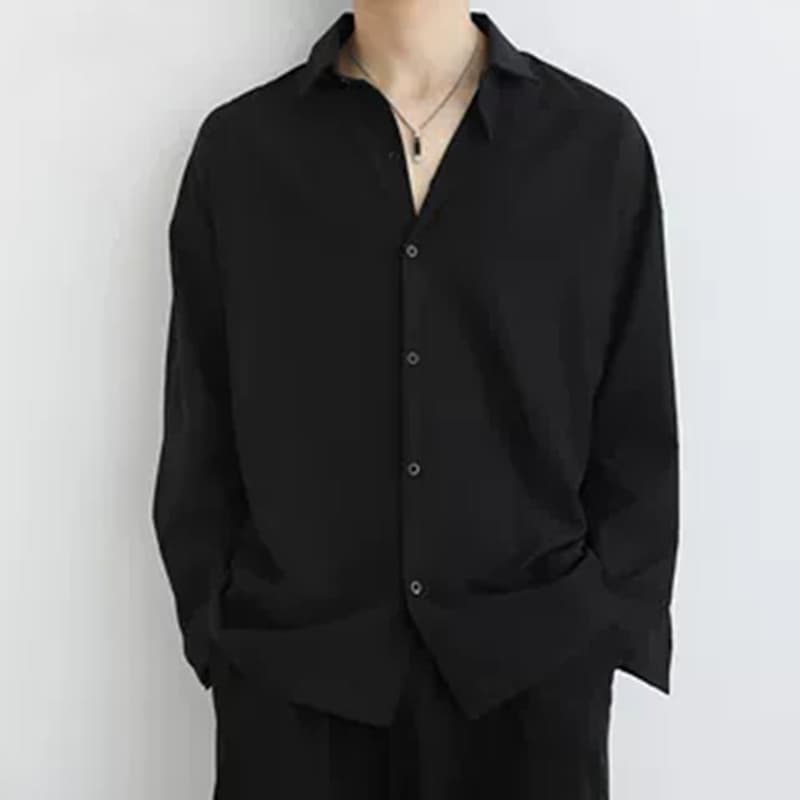 Camisa preta masculina de manga comprida outono na moda High-End rufião bonito topo jaqueta masculina Casual camisa bran