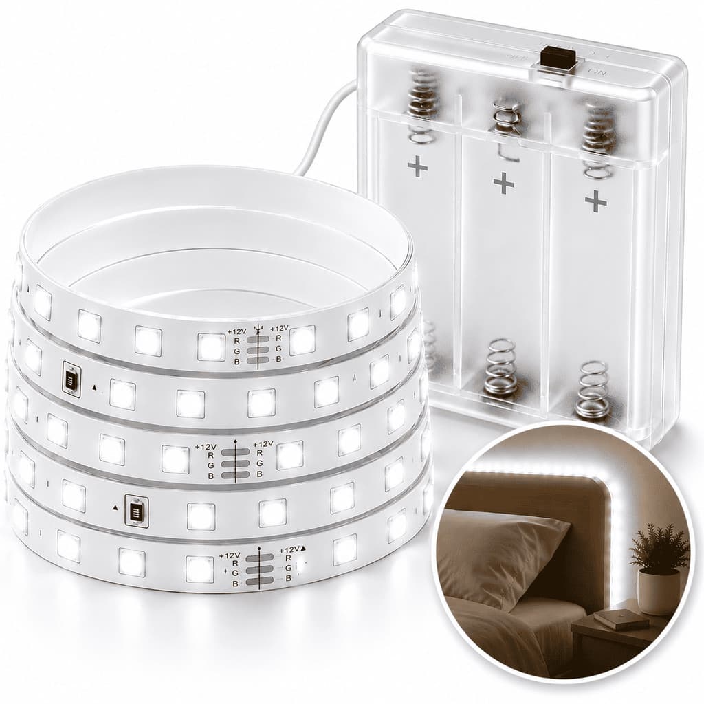 Fita De Led A Pilha Autocolante 2m Cordao Mangueira Iluminaçao De Armario Quarto Sanca E Cabeceira