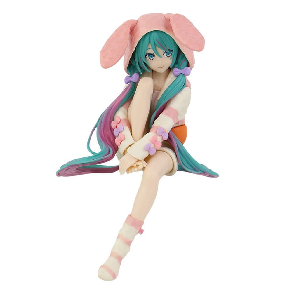 Novo 14cm VOCALO Anime Hatsune Miku Figura De Ação Coelho Orelha Pijamas Estatuetas Decoração Do Carro Boneca Modelo Cri