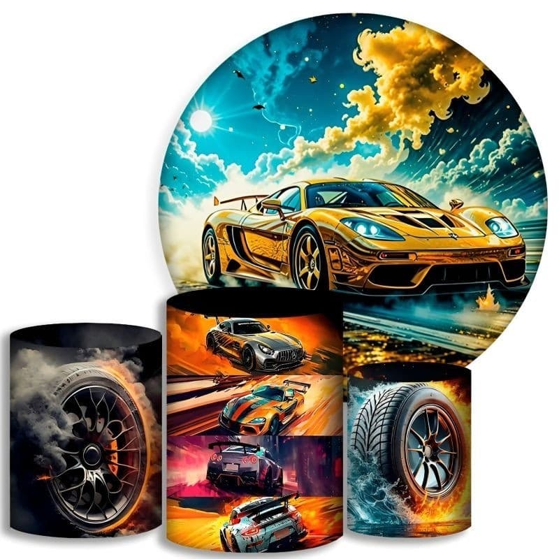 Capas Para Cilindros + Painel - Carros - Kit Decoração Festa / Pegue e Monte | Envio ágil