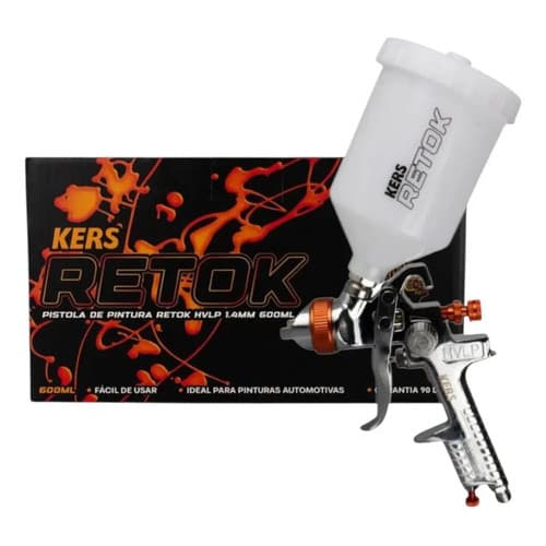 Pistola De Pintura Retok Hvlp 1.4mm 600ml Kers