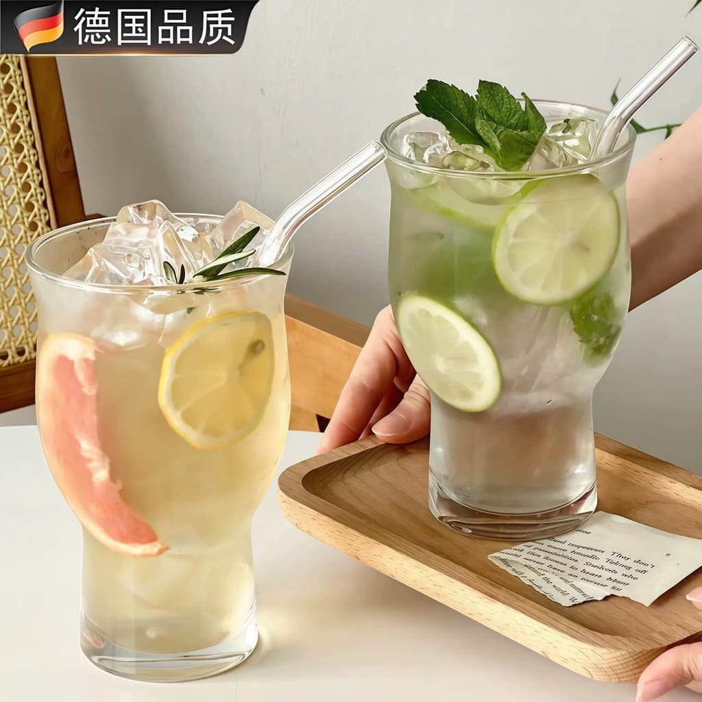 Copo de suco de alto valor de vidro de grande capacidade boca larga xícara de chá de frutas leite chá xícara de café cop