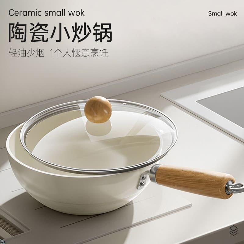 Caçarola Mini pote de cerâmica wok pequena panela de ferro frigideira doméstica antiaderente uma pessoa comida wok