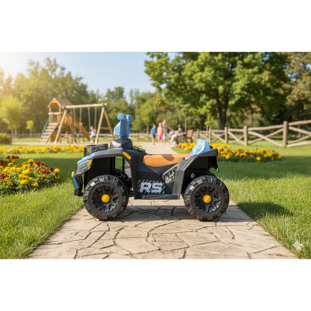 Mini Quadriciclo Elétrico Infantil 6V Azul com Farol LED e Sistema Seguro