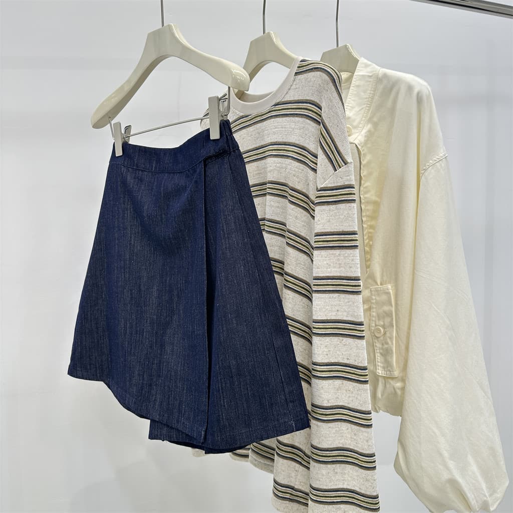 Retro Denim estilo japonês falso de duas peças Culottes curtos Design feminino cintura alta a linha All-Match solto pern