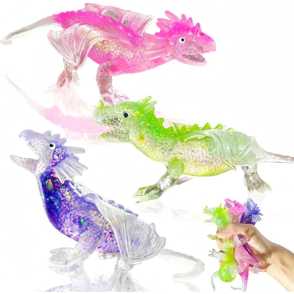 3 Pacotes de Brinquedos Squishy de Dragão, Brinquedo de Apertar em Forma de Dragão Realista para Alívio do Estresse, Fer