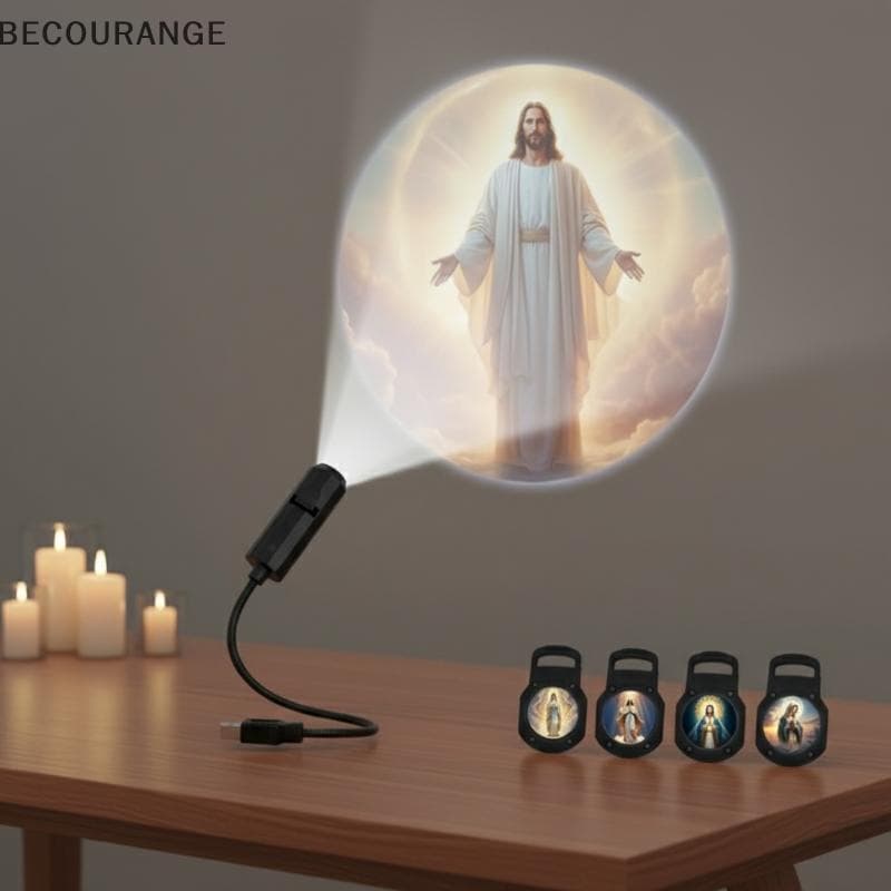 BEC Doze Padrões Personagem Religioso Luz De Projeção USB Lâmpada Ambiente Calmante Para Quarto De Casa NG