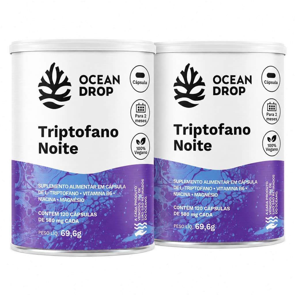 kit 2 Triptofano Noite Ocean Drop 120 Cápsulas Com Magnésio B6 Niacina Vegano