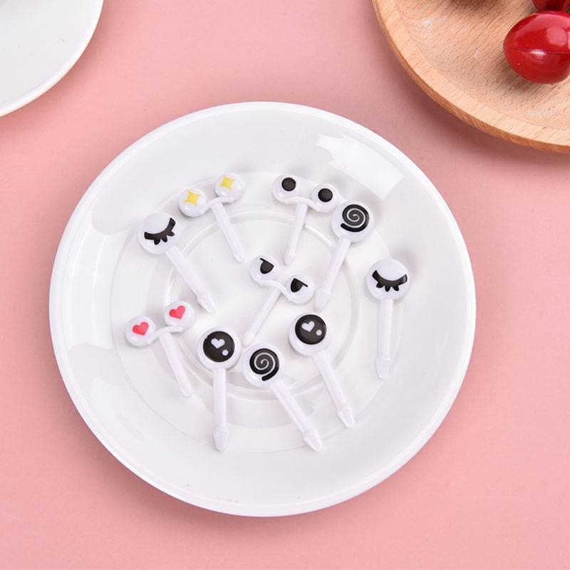 [OW [Garfo De Frutas Mini Desenho Animado Infantil Comida Pi Toothpi Decoração De Festa Cor Aleatória [BR]