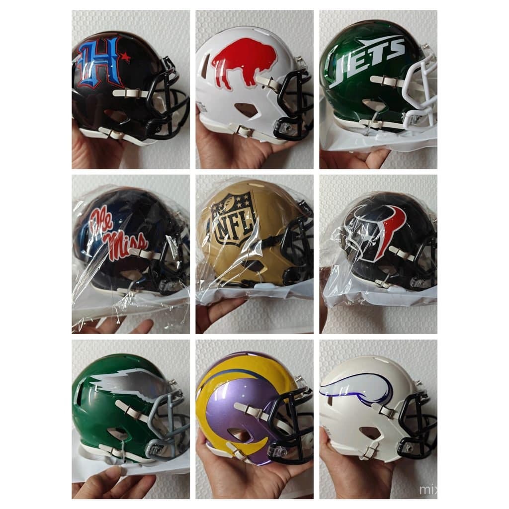 Autênticos souvenires soltos da NFL, itens colecionáveis de diversas equipes, mini capacetes, ornamentos Riddell DPP3.