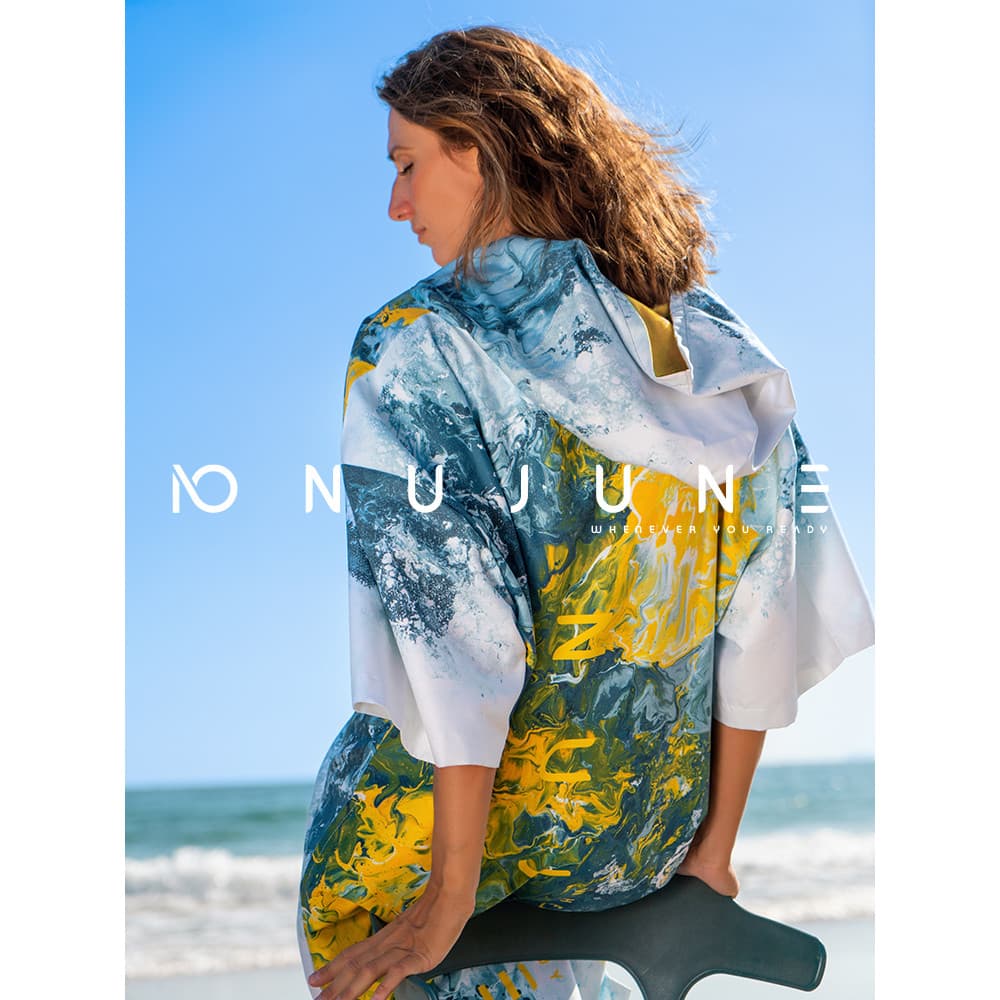 [Co-Branded] NuJune X AGNT Toalha de praia de secagem rápida Roupão de banho para troca de manto Toalha de mergulho Roup