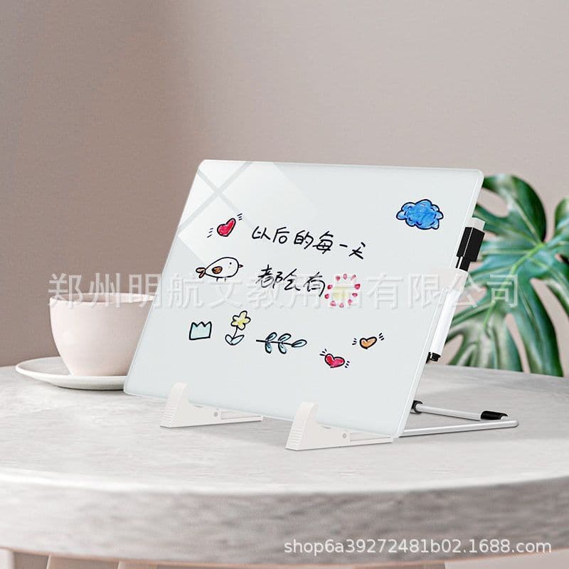 Desktop magnético vidro temperado pequeno quadro branco negócios portátil escritório apagável quadro branco pequeno quad