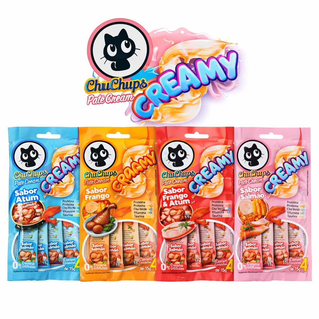 kit 2 ChuChups Creamy Patê Cremoso para Gatos – 4 Unidades (15g cada)
