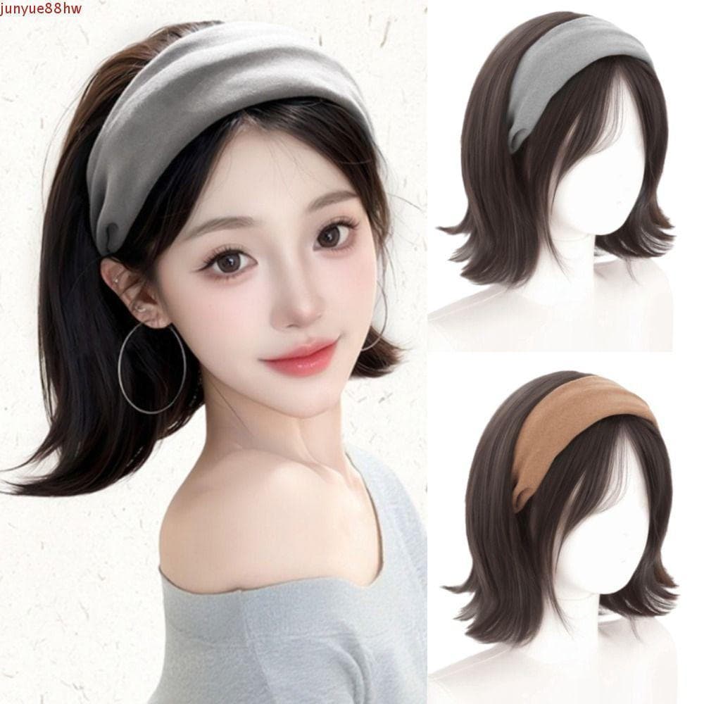 JUNYUE Perucas Sintéticas De Malha Larga , Peruca De Meia Faixa De Cabelo Estilo Coreano , Invisível