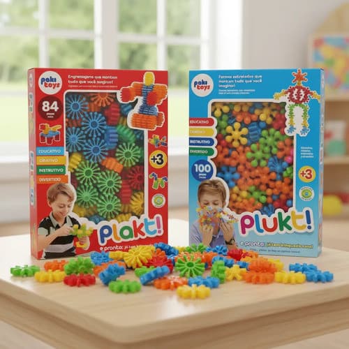 Brinquedo Plakt + Plukt Criativo Educativo Encaixe 184 Peças Azul