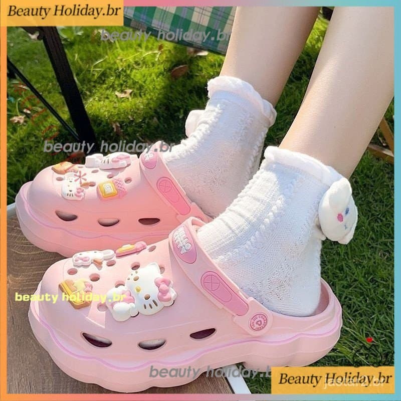 GUOJH Hello kitty Sapatos de Buraco de Canela Hello kitty Sapatos de Buraco de Cão Hello kitty Acessórios de Verão Acess