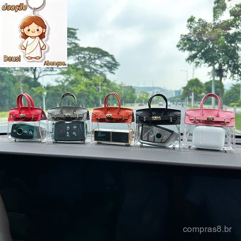 Decoração Moda Mini Saco De Cosmética Chave Para Carro Lip Car Transparente Pingente Novo