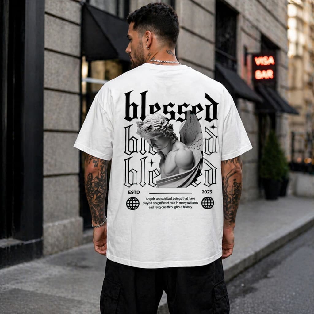 Camiseta Streetwear 16 ao GG Unissex Blessed Camisa Algodão 26.1 Premium