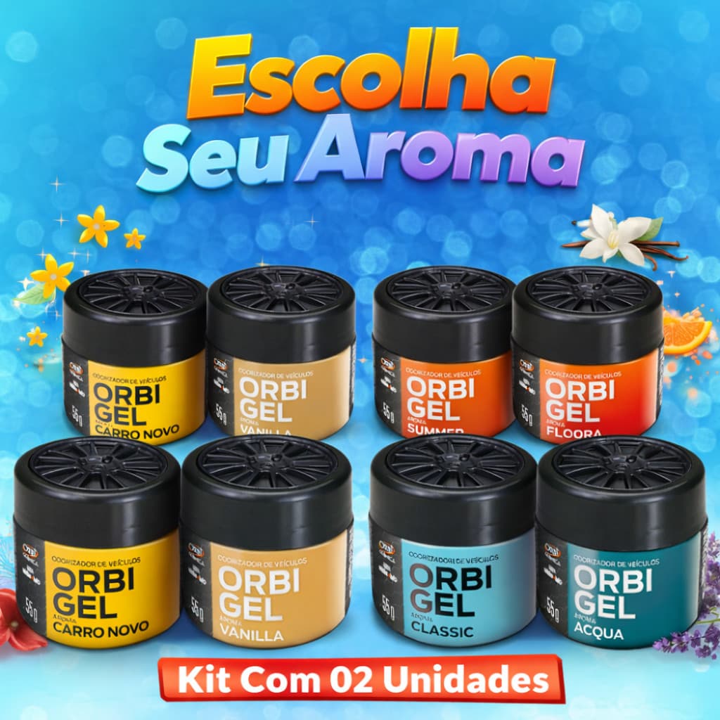 Cheirinho para carro  Orbi Gel. Kit  com 2  Aromatizantes de 200 g. Várias Fragrâncias Duradouro