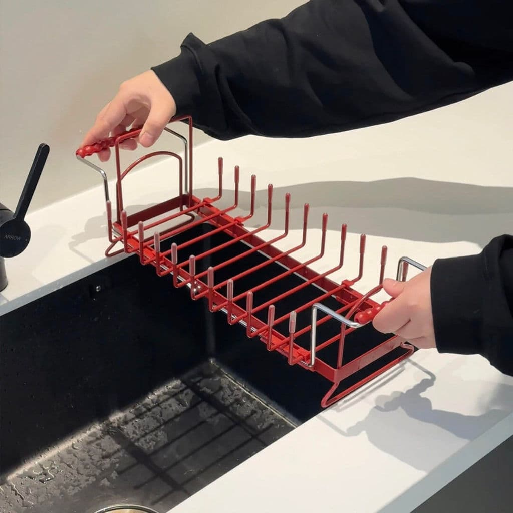 Rack de drenagem de cozinha pia lateral retrátil prato prateleira de armazenamento prateleira utensílios de mesa domésti
