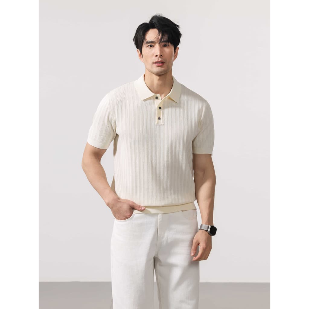 2026 novo estilo camisa polo estilo dinheiro antigo lapela manga curta camiseta camisola malhas luz luxo Commuter metade