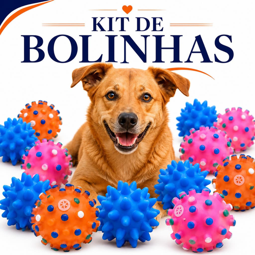 Kit Bolinha Mordedor Para Cachorro Limpa Dentes Com Cravo Brinquedo Pet Pequeno e Médio Porte