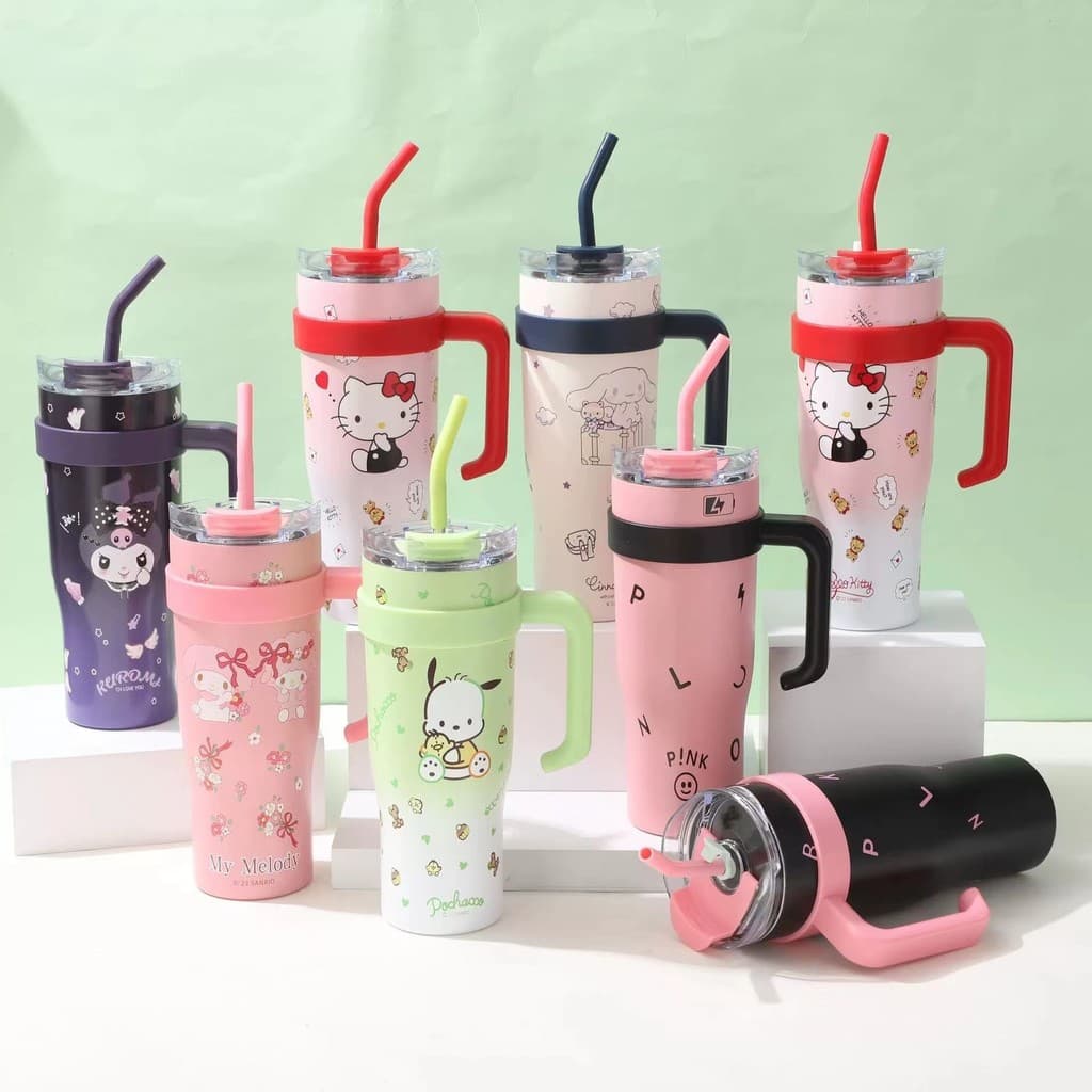2026 novo estilo dos desenhos animados 40oz copo mestre de gelo de aço inoxidável menina alto valor Sanrio palha alça co