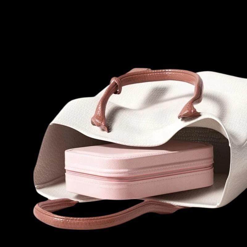 Bolsa Cosmética De Couro Com Espelho LED Maquiagem Iluminada Recarregável Brilho Ajustável Tela Cheia Portátil Viagem