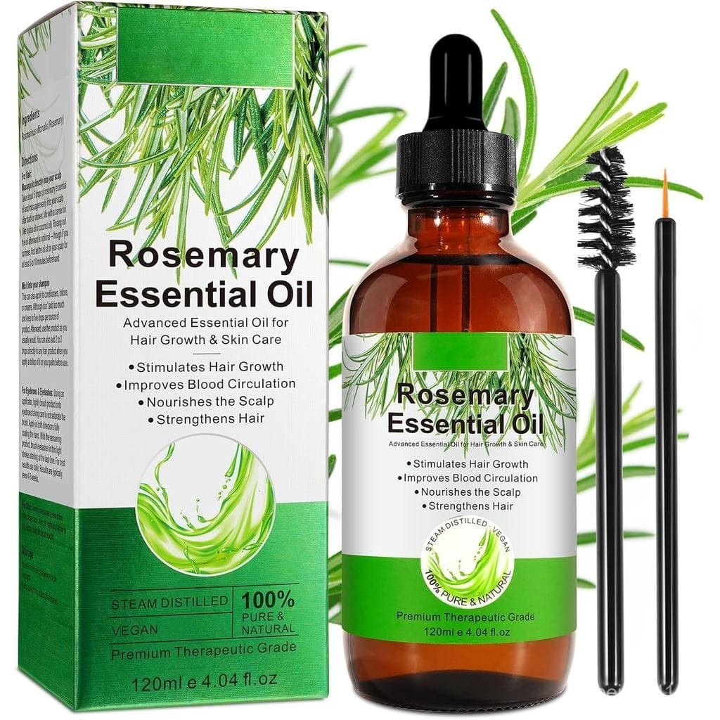 Óleo de Alecrim para Crescimento Capilar 120 ml, Óleo Essencial de Alecrim para Cílios, Sobrancelhas, Rosto, Cuidados co