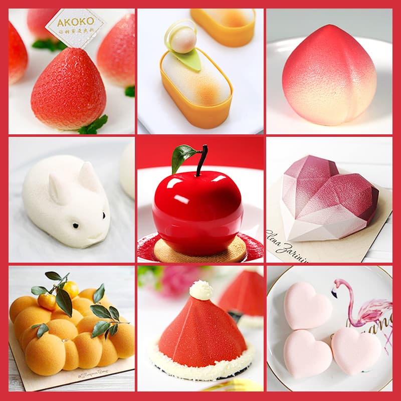Influenciador coelho maçã chapéu de natal Mousse molde pêssego pudim geléia morango amor bolo Silicone molde de coziment
