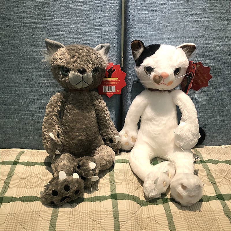 Japonês infeliz gato Yoneda Minhui boneca garra gato brinquedo de pelúcia simulação gato boneca crianças presente aniver
