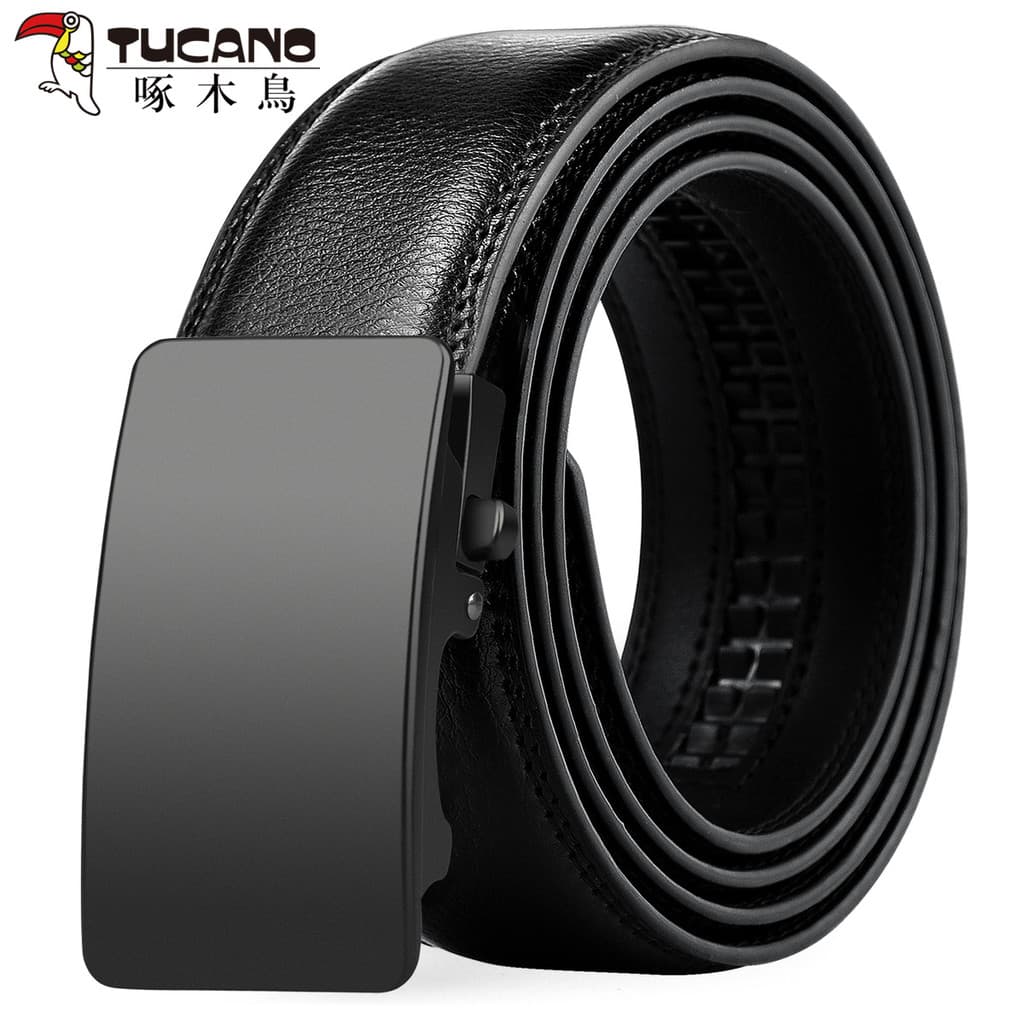 Woodpecker cinto de couro masculino couro genuíno fivela automática calças cinto genuíno estendido cinto masculino gordu