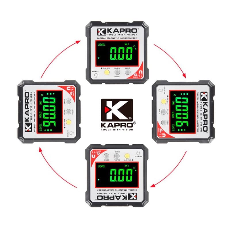 Kapro Kapchannel Display Digital Inclinômetro Instrumento de Medição de Ângulo Eletrônico 360°Caixa de ângulo de inclina