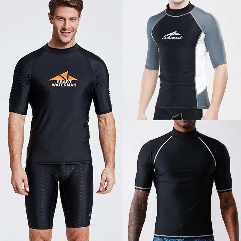 Maiô de manga curta masculino, calção de banho para primavera quente, corpo inteiro, mergulho, protetor solar, surf, mer