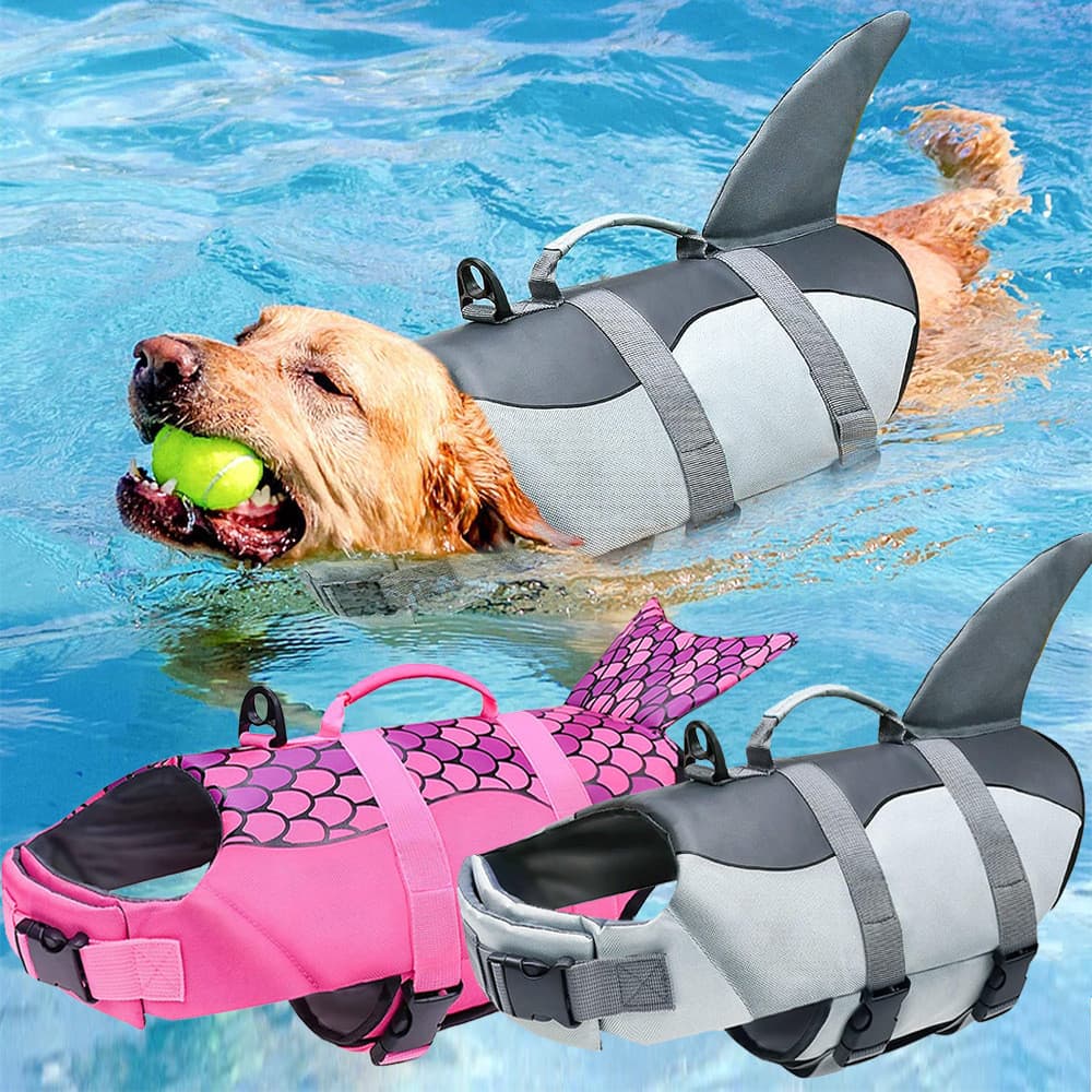 [Estoque pronto] Colete salva-vidas para animais de estimação Maiô para cães ao ar livre Verão Suprimentos para cães gra