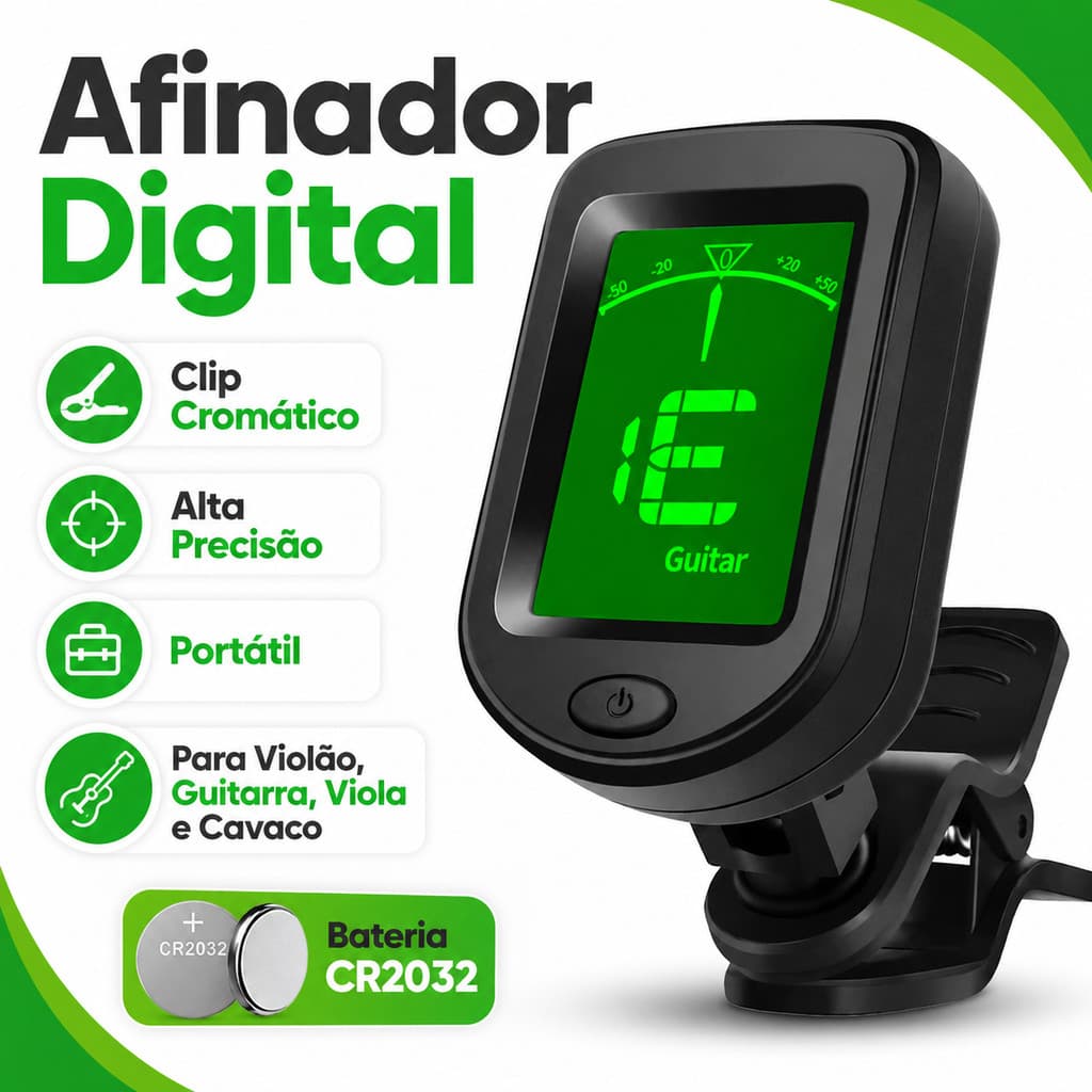 Afinador Digital De Clipe Cromático Portátil De Alta Precisão Para Viola E Guitarra Cavaco