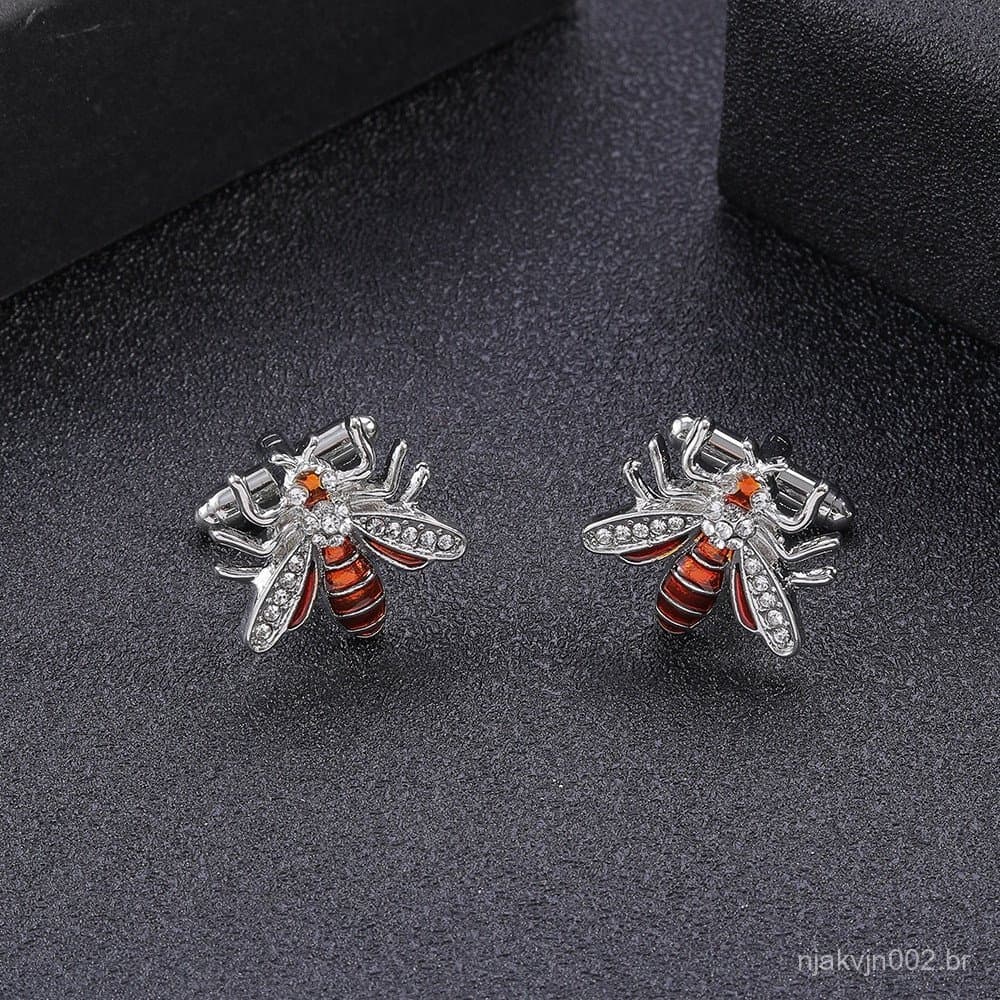 Novo Strass Embutido Abelha Animal Liga Abotoaduras Para Homem Negócios Banquete Festa Camisa Manga Studs