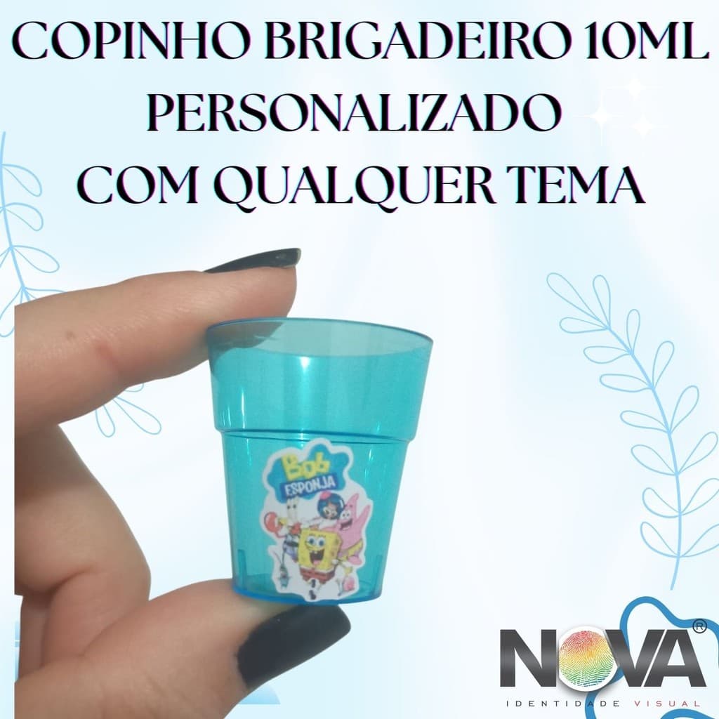 Copinhos para Brigadeiro Colher 10ml com Adesivo Temático Personalizado Aniversários Festas Eventos