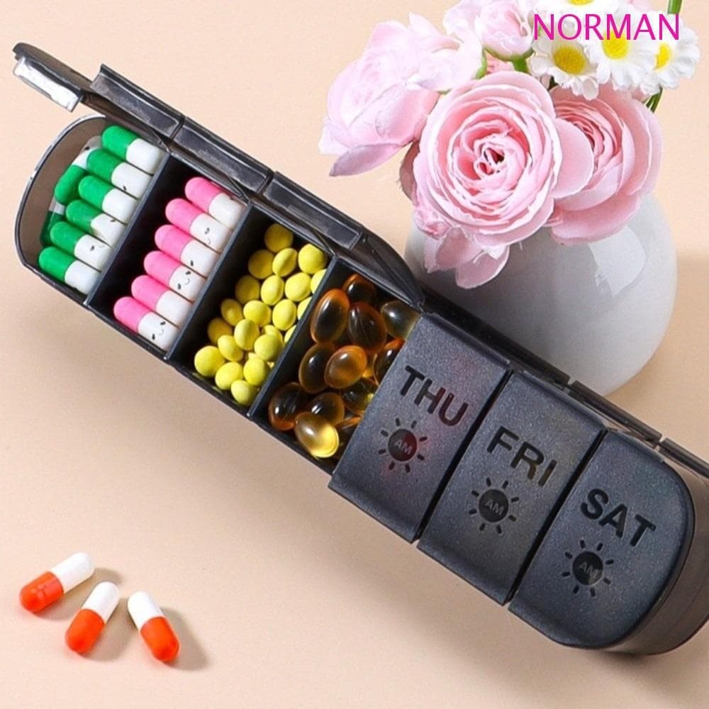 Suporte Semanal Para Tablet NORMAN , Estojo Comprimidos De Vitamina De Camada Dupla De 14 Grades , Com Compartimentos
