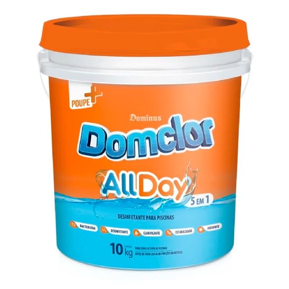 CLORO BALDE PARA PISCINA 10KG DOMCLOR ALL DAY 5 EM 1 GRANULADO