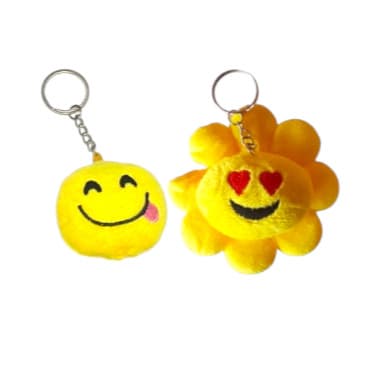 Chaveiro Pingente de expressão 12pcs  pingente de pelúcia Flor ou Redondo AMARELO engraçado