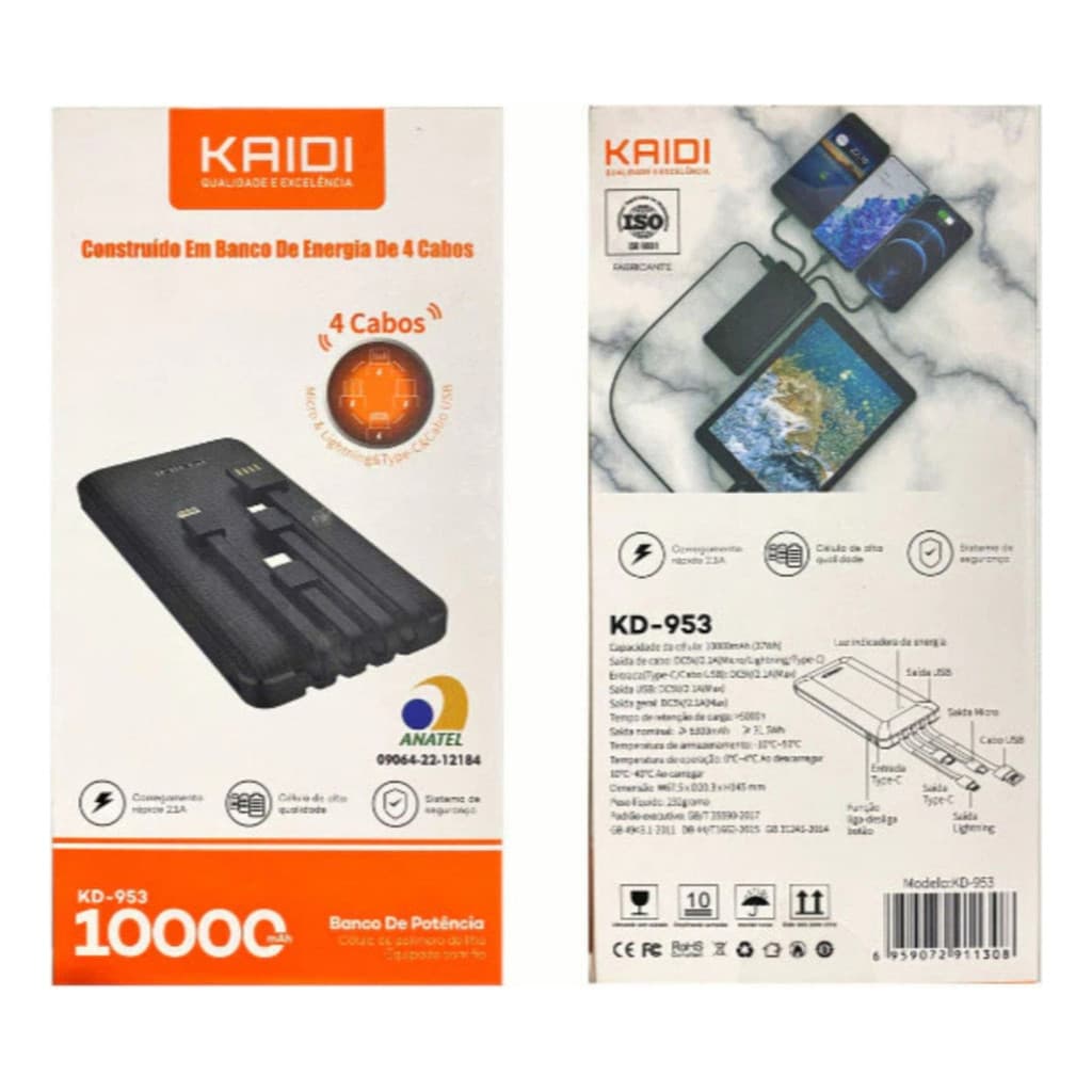 Carregador Portátil Power Bank 20000mah Turbo