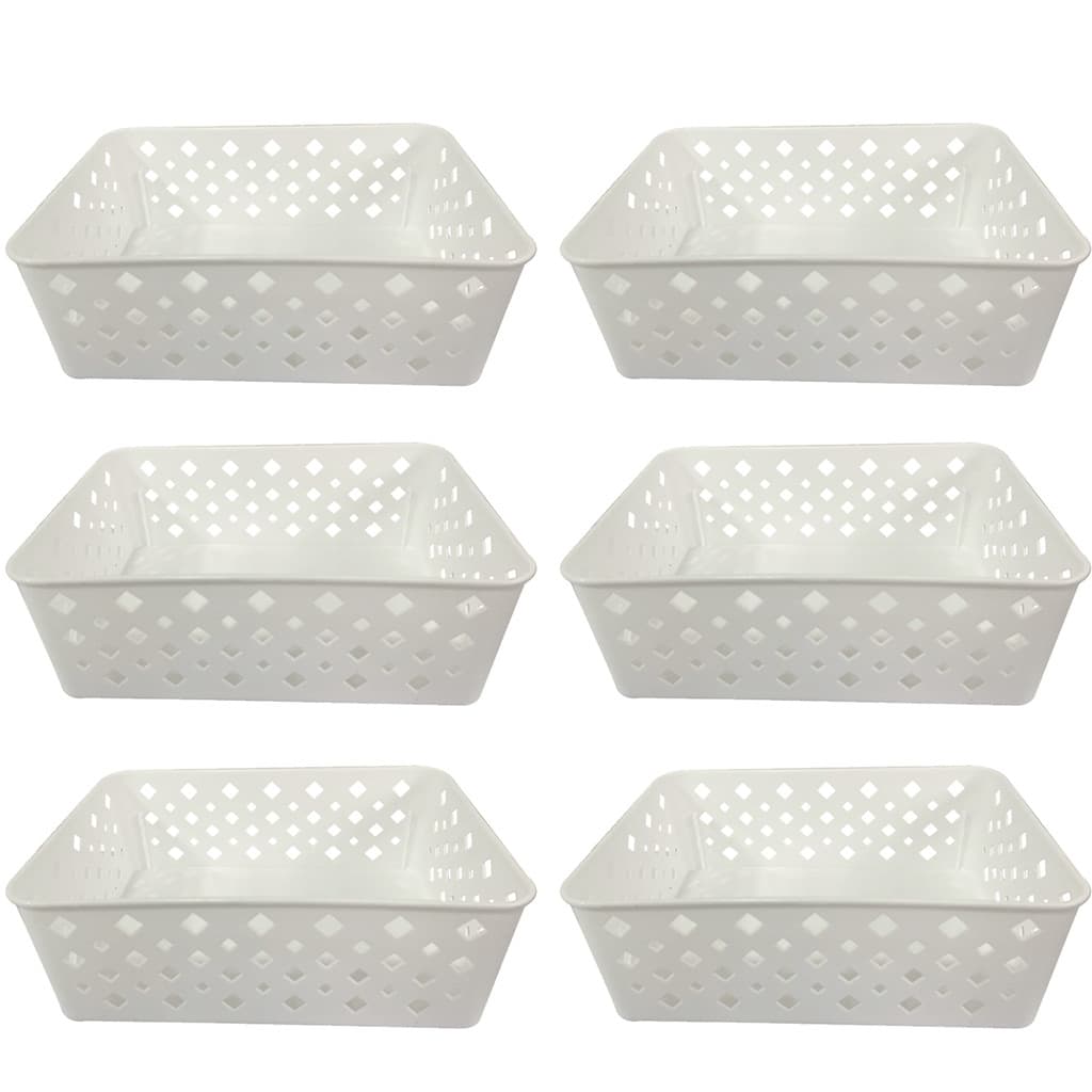Kit 6 Cesto Multiuso Organizador Premium Branco123Organizei