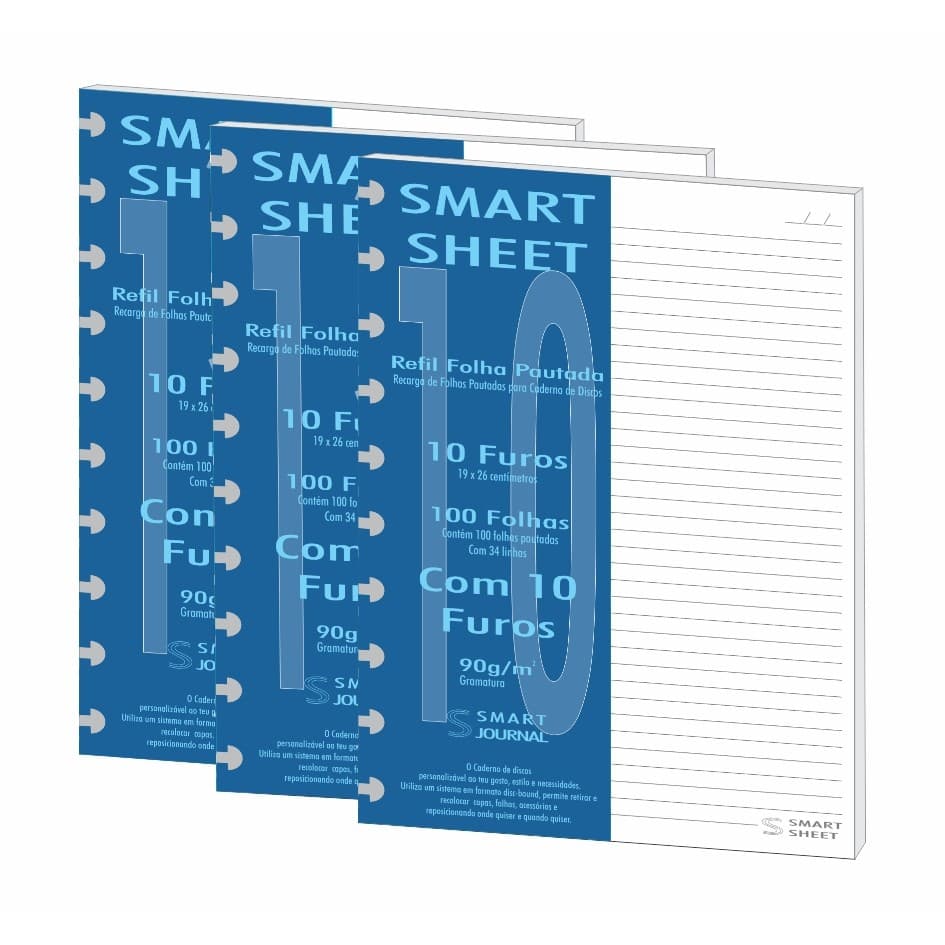 Refil Caderno de Discos 90g 300 Folhas Pautado B5 10 Furos