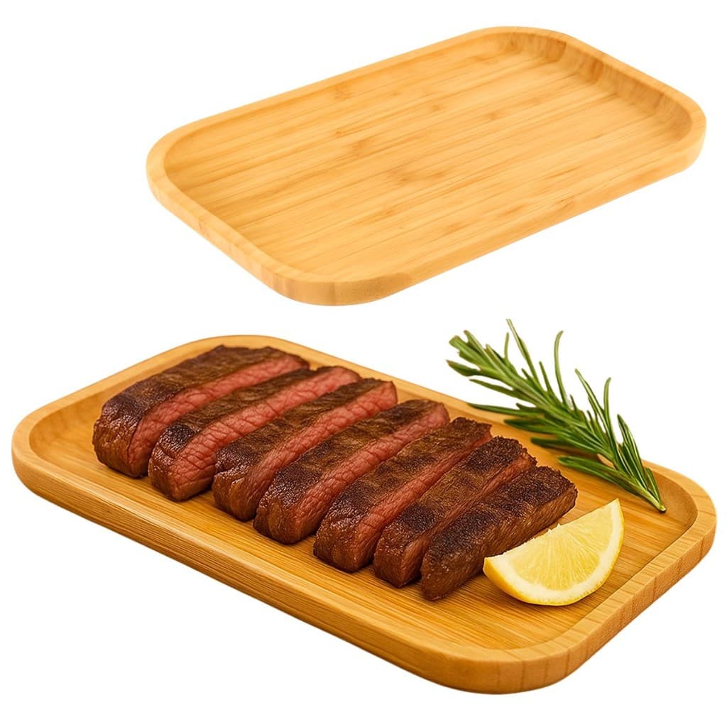 Bandeja Bambu Retangular 29x19cm Petiscos queijos churrasco