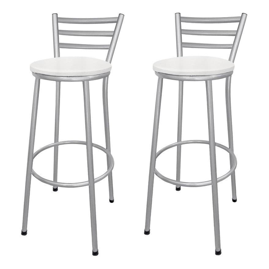 Kit 2 Banqueta Bar Alta PRATA  -máx 1 Kit/compra