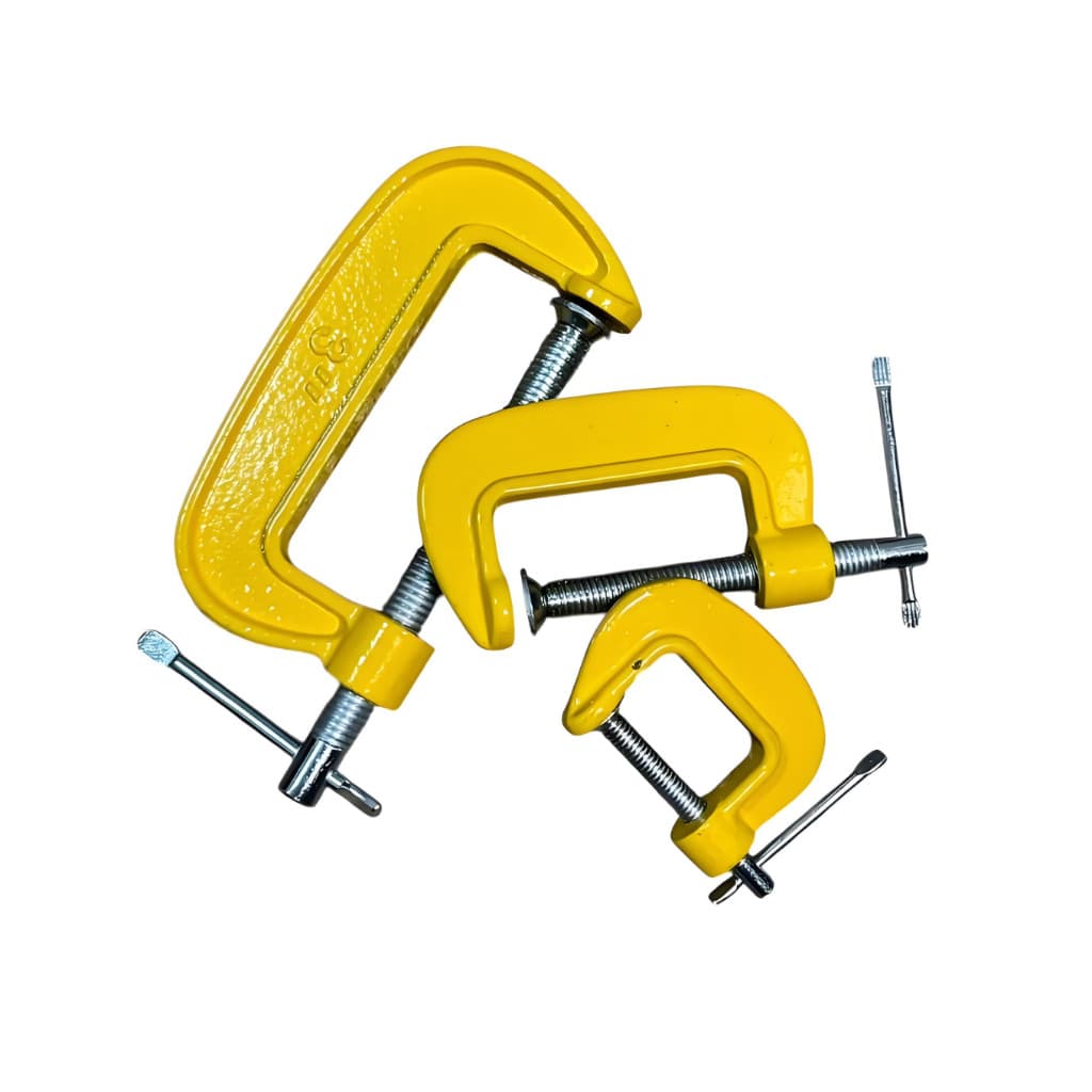 Kit Jogo Grampos Sargento Tipo C Marceneiro Kit com 3 grampos  de ferro resistente