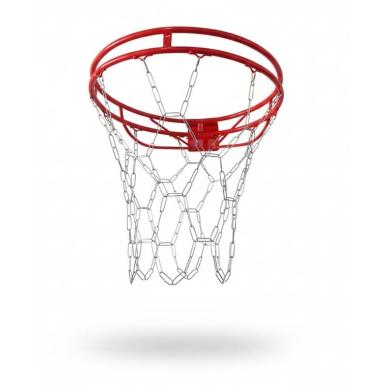 CESTA DE BASQUETE FERRO ARO DUPLO REFORÇADO 45 CM + REDE DE CORRENTE 42 CM | RESISTENTE INDOOR & OUTDOOR
