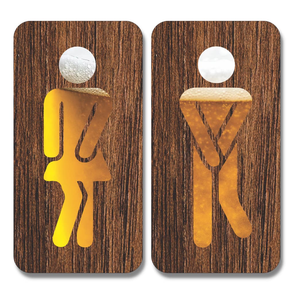 Kit 2 Placas Sinalização Banheiro Feminino Masculino 20x10cm